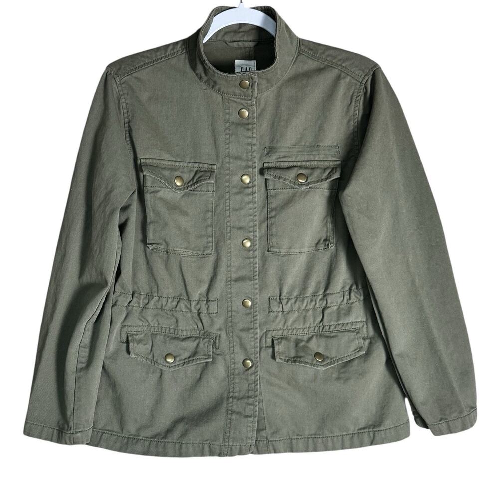 GAP Womens Core Utility Jacket Olive Green Military Safari Workwear Coat Size XS